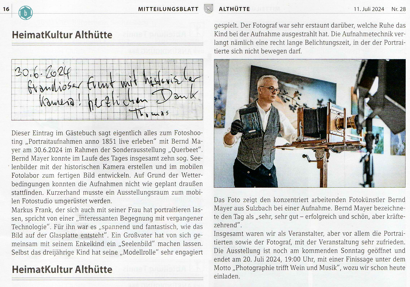 Foto Bericht Mitteilungsblatt Althütte